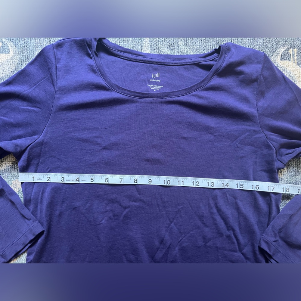 J. Jill purple perfect Pima cotton three-quarter sleeve scoop neck tea. - Picture 3 of 4